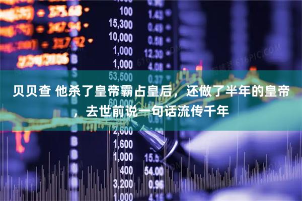 贝贝查 他杀了皇帝霸占皇后，还做了半年的皇帝，去世前说一句话流传千年